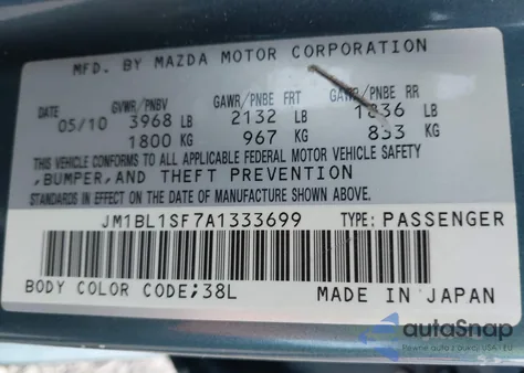 2010 Mazda 3 I из США, поврежденный, VIN JM1BL1SF7A1333699